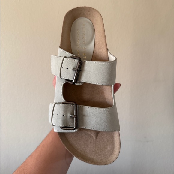 Altar’d State Taupe Faux Suede Serenna Studded Platform Sandals size 6.5 - Picture 11 of 12